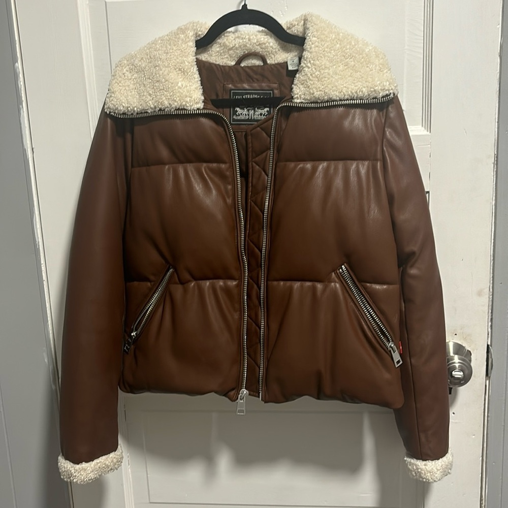 brown Levi faux leather jacket